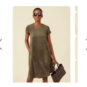 J.McLaughlin Faux Suede Crew Neck Cap Sleeve Swing Dress NWT